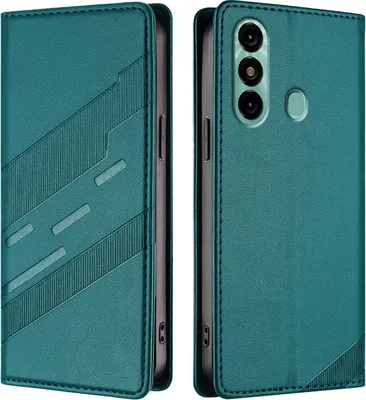 Produktbild von Hülle für itel P38 Pro, Kunstleder Brieftaschen Handyhülle mit Kartenfach und Standfunktion Grün