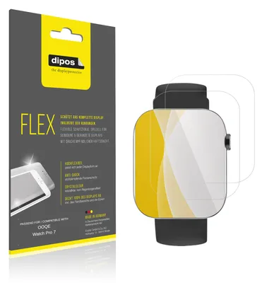 Immagine prodotto di 2x Pellicola protettiva per Ooqe Watch Pro 7, rivestimento al 100%, Protezione dipos Flex