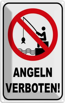 Image de vianmo Plaque en tôle 30x20 cm Angeln verboten Warnschild