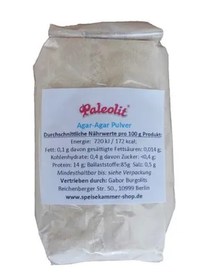 Produktbild von Paleolit Agar Agar Pulver 100g Verdickungsmittel Pflanzliche Gelatine Geliermittel / glutenfrei / vegan