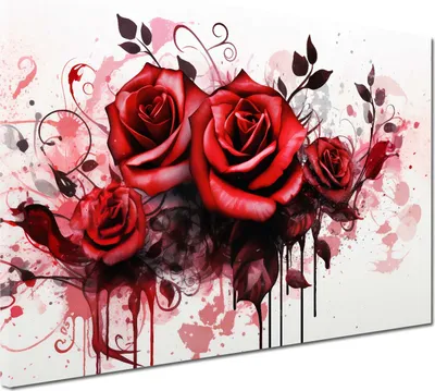 Produktbild von Abstrakt rote Rosen Wandbild Leinwandbild Kunstdruck XL Wanddeko: 90x60x4cm