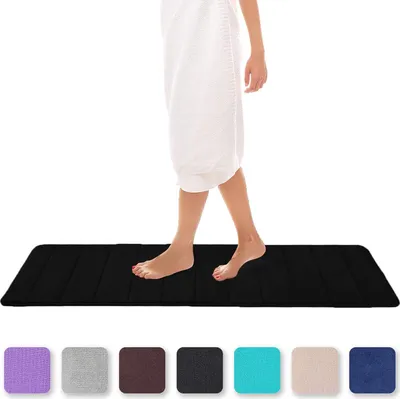 Produktbild von Memory Foam Badezimmer Badeteppiche Saugfähige Rutschfester Badvorleger Waschbar Badematte - 40 x 120 cm, Schwarz