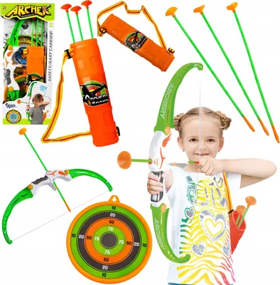 Immagine prodotto di Set di tiro con l'arco per bambini Arco 3 frecce con ventose Scudo Faretra