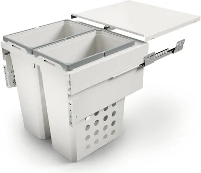 Zdjęcie produktu dla Cox® Wysuwany kosz na pranie 580/600-2 z mechanizmem cichego domykania i mechanizmem cichego domykania / 88 litrów (2 x 44 litry) / Pojemnik na pranie / Kosz na pranie