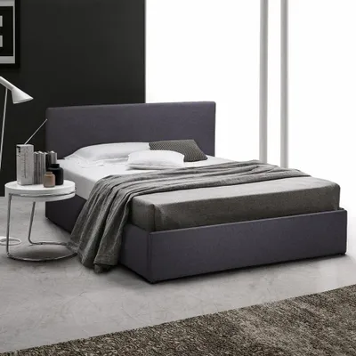 Produktbild von Komplettes Große Einzelbett mit Bettkasten Stoff Holz mit Bettrost 80x190 cm Basel - Grau