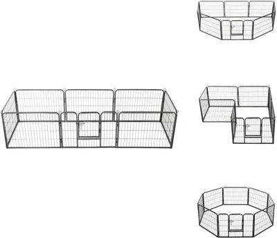 Obrázek produktu pro vidaXL Ohrádka pro psy 8 panelů ocelová 60 x 80 cm černá - Psí boudy a výběhy