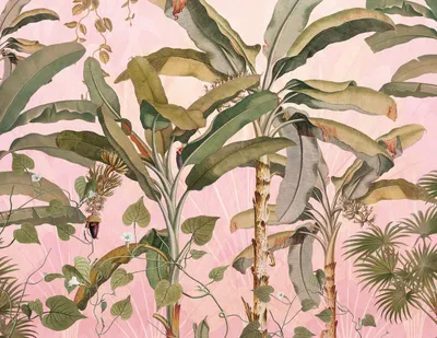 Produktbild von Sanders & Sanders Fototapete Palmblätter Rosa und Grün 350 x 270 cm