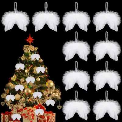 10 Engelsflügel aus Federn, Weihnachtsbaumschmuck, 8 cm