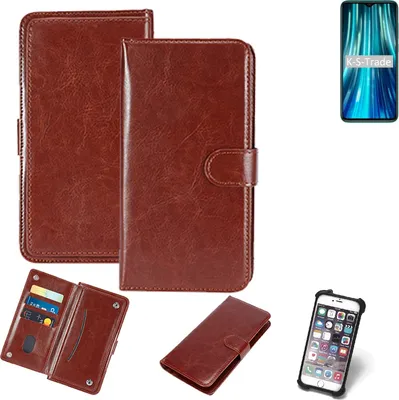 Produktbild von K-S-Trade 360° Hülle kompatibel mit Xiaomi Redmi Note 8 Pro braun Kunstleder Case BookCase WalletCase Kunstlederederhülle Handyhülle, Rundumschutz