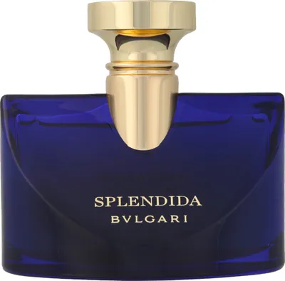 A close-up studio shot of a Bvlgari Splendida perfume bottle.