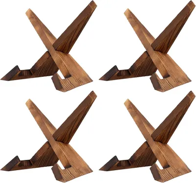 Imagen del producto de Juego de soportes de madera para mesa, de 4 piezas, con dimensiones de 21,5 x 12,5 x 16,5 cm, ideal para menús y fotografías