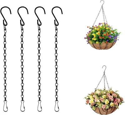 Imagen del producto de 4 cadenas metálicas con ganchos, de 25 cm, para macetas y jardinería