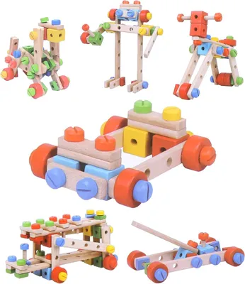 Immagine prodotto di Set di costruzioni in legno, 78 pezzi, educativo, per bambini