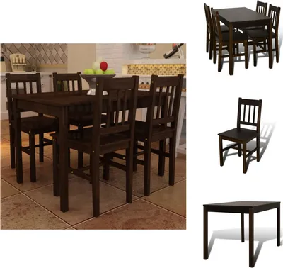 Immagine prodotto di Tavolo da pranzo tavolo in legno con 4 sedie in legno sala da pranzo set marrone - set da pranzo