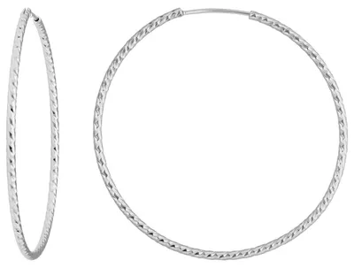 Paar-Ohrringe-Creolen-rund-diamantiert-aus-925-Silber-50x1-8mm