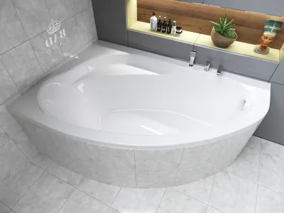 Zdjęcie produktu dla Wanna Akrylowa Zestaw 4w1 Asymetryczna 160x100 Lewa Biała + Zabudowa Styropianowa, Nowoczesny Syfon i Nogi (stelaż) w komplecie | BADLAND MAREA