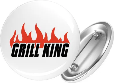 Produktbild von Huuraa Button Grill King Flammen 25mm rund mit Sicherheitsnadel Ansteckbutton Geschenkidee