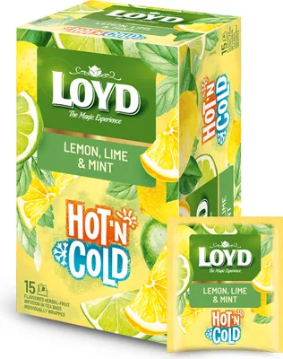 Obrázek produktu pro Loyd Hot'N Cold - Citron, limetka a máta - studený a teplý expresní ovocný čaj - 15 sáčků, 30g