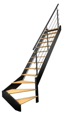 Produktbild von DIVERSO - Rechtswendige Vierteltreppe mit integrierten LEDs, schwarz