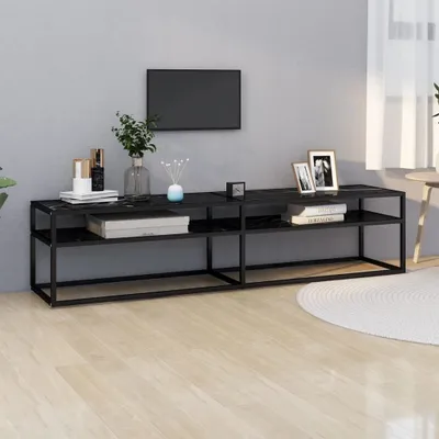 Immagine prodotto di Maison Exclusive - Mobile TV nero effetto marmo 180x40x40,5 cm, vetro temperato