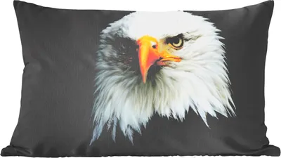 Produktbild von MuchoWow® Zierkissen Sofakissen Wohnzimmer Dekokissen 50x30 cm Adler - Schwarz - Weiß - Wohnzimmerdekoration - Polster mit Photo