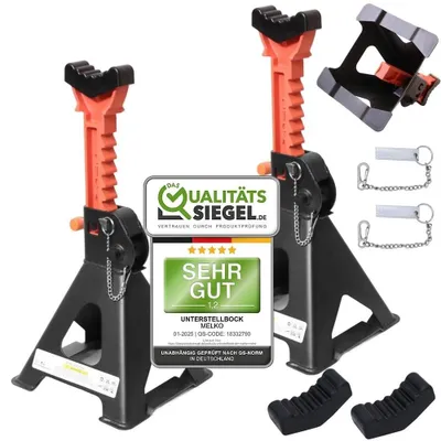 Produktbild von Unterstellbock Stützbock Achsständer - Set von 2 - 3000 kg - Höhenverstellbar 28 bis 42,5 cm - Gusseisen