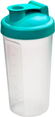 Produktbild von Shaker 600 ml "Protein" - Gym Shaker für Eiweiß- & Sportgetränke - inkl. herausnehmbarem Sieb & praktischer Skala - einfach zu reinigen - teal/transparent