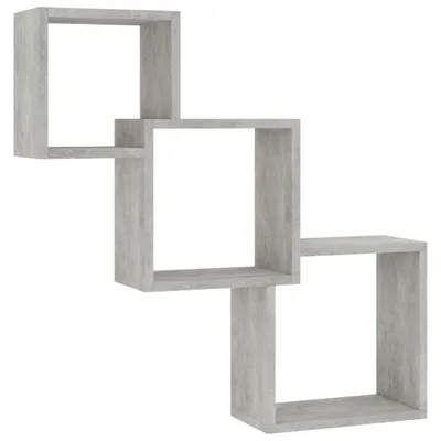 Productafbeelding van Wandschappen kubus 68x15x68 cm bewerkt hout betongrijs
