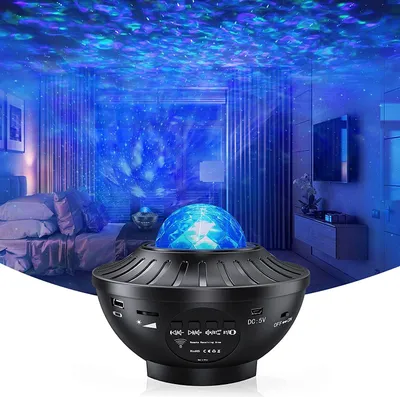 Produktbild von Bluetooth LED Sternenhimmel Projektor Musikspieler 21 Beleuchtungsmodi Wasserwellen Nachtlicht mit Fernbedienung
