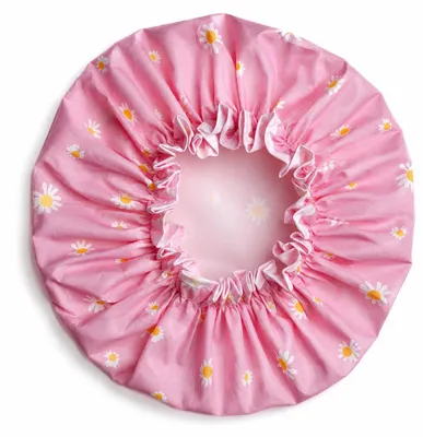 Imagen del producto de Toldo de ducha de doble capa para mujer, impermeable, reutilizable, con estampado floral, apto para cabello largo y corto