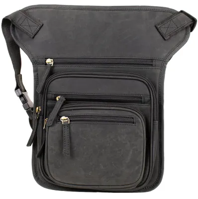 Produktbild von Leder Beintasche Motorrad Hüfttasche Tasche mit Bein Gurt Biker Beinbeutel(Schwarz)