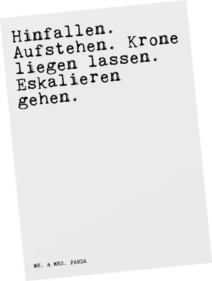 Produktbild von Mr. & Mrs. Panda Postkarte Hinfallen. Aufstehen. Krone liegen... - Weiß - Geschenk, Prinzessin, Ansichtskarte, Ansichtskarten, Sprüche, Grußkarte, Freundin, bildkarte