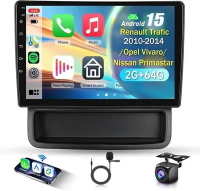 Zdjęcie produktu dla Radio samochodowe 10,1" - system Android 15 - kompatybilność z CarPlay i Android Auto - nawigacja i Bluetooth