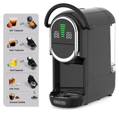 Imagen del producto de Máquina de café – Cafetera de cápsulas 4 en 1, que prepara espresso y cappuccino, con una presión de 19 bares