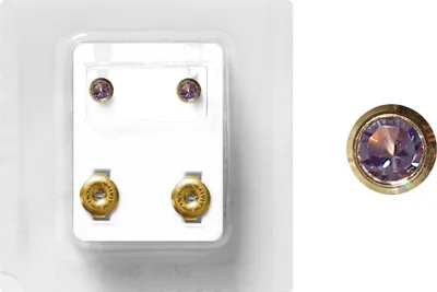 Produktbild von Erstohrstecker Chirurgenstahl vergoldet Sterile Ohrstecker Zarge mit Stein in helllila 4mm