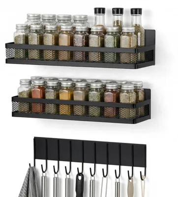 Produktbild von Magnetisches Gewürzregal für den Kühlschrank, 3er-Set, beweglicher Organizer mit 10 Haken