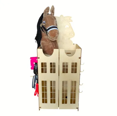 Obrázok produktu pre Hobby Horse stajňa, stajňa pre 2 kone, drevená stajňa pre 2 hobby horse