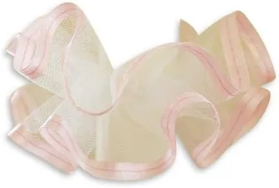 Imagen del producto de Funda para velas de tul, con cinta de satén rosa, de 12 x 9 cm, ideal para velas de comunión
