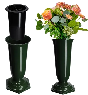 Image de Vase pour cimetière - Vase pour pierre tombale - 23 cm - Taille L - Vert