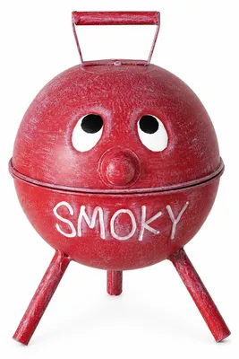 Obrázek produktu pro Boltze Sturmaschenbecher Junior červený Smoky, kovový popelník s víkem, popelník odolný proti větru na stůl na balkon, terasu a do zahrady, 20 cm