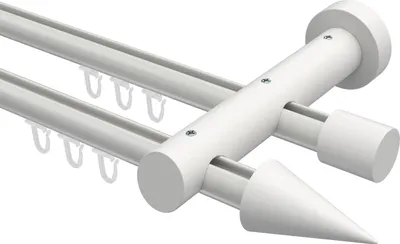 Produktbild von Interdeco Innenlaufstange / Gardinenstange mit Innenlauf Weiß, Typ Talent Siveo (Kegel), 20 mm Ø 2-läufig, 280 cm