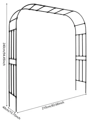 Image de Arche de support pour plantes, structure en acier durable, pour une utilisation en extérieur, de couleur noire