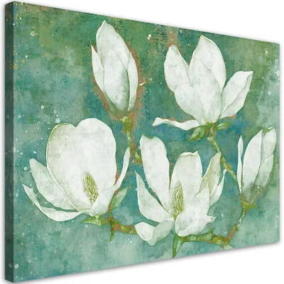 Produktbild von Leinwandbild Blühende Magnolien Abstraktion 90x60 Feeby Grün bild für die wand bereit zum aufhängen