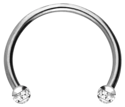 Produktbild von Ohrpiercing, Nasenpiercing, Septum Piercing Titan Hufeisenring EPOXY-RING-KUGELN + KRISTALLE