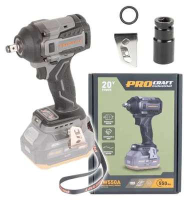 Obrázok produktu pre Procraft Industrial IW550Abb Akumulátorový rázový uťahovák 20 V 550 Nm 1/2" Solo - bez akumulátora, bez nabíjačky