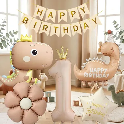 Dino Geburtstagsdeko mit Folienballons und Banner