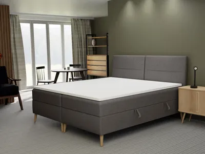 Produktbild von FEDVE Boxspringbett Schlafzimmerbett MUDAN mit 2 Bettkästen, Doppelbett mit Bonell-Matratze und Topper 160x200