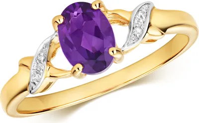 Produktbild von Funkelndes Feuer Exklusiver 9 Karat (375) Gold Diamant Damenring Brillant-Schliff H - PK mit Amethyst, 50 (15.9); TRS35605RSK
