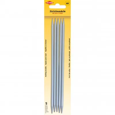 Produktbild von KLEIBER Stricknadel-Set / Strumpfspiele 200 mm x 5,0 mm 5 Aluminium-Stricknadeln