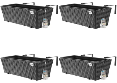 Produktbild von Balkonkasten – 11 Liter – Polyrattan – Schwarz – 4 Stück